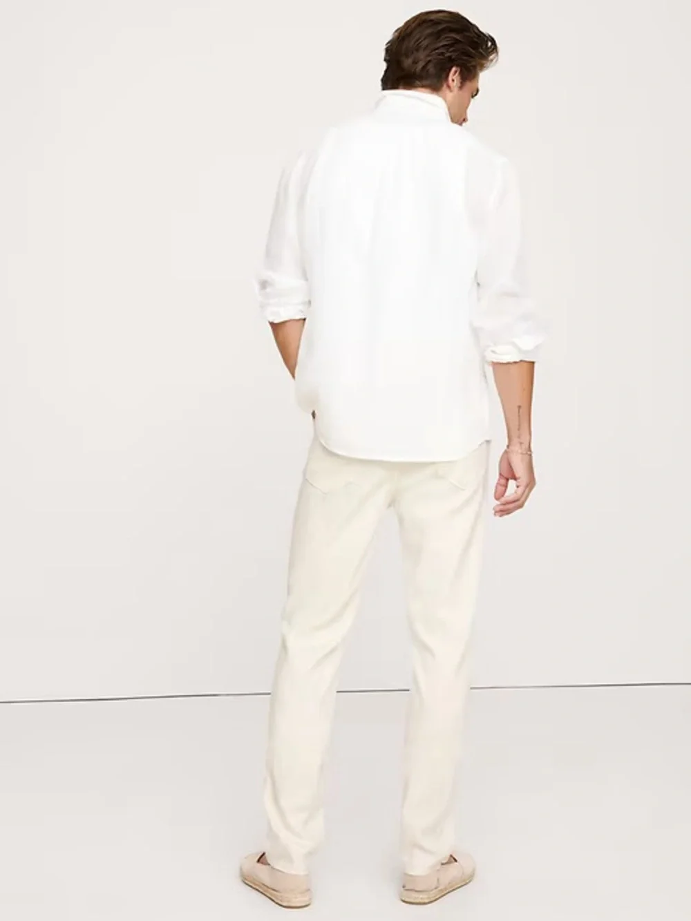 NWT Banana Republic Slim Fit Linen-Cotton Traveler Pant in Off-White - 34W x 32L